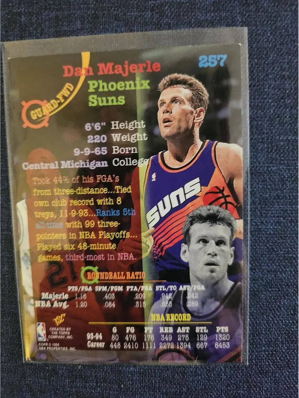 1994-95 Stadium Club NBA - Dan Majerle #257 - Phoenix Suns - Picture 2 of 2
